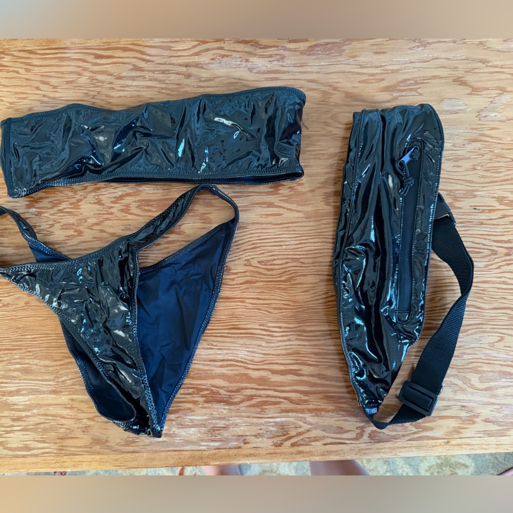 triangl swimwear Black Patent Three-Piece Bikini